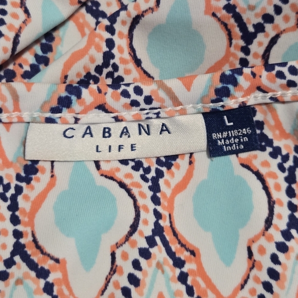 Cabana Life St. Barts Colorful Geo Print Tropical Beach Tunic Day Dress Large - Picture 9 of 9